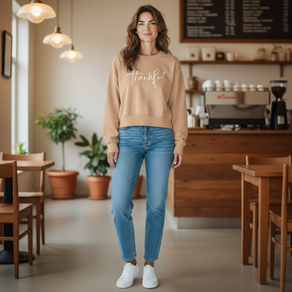 Thankful Script Sweatshirt Crop